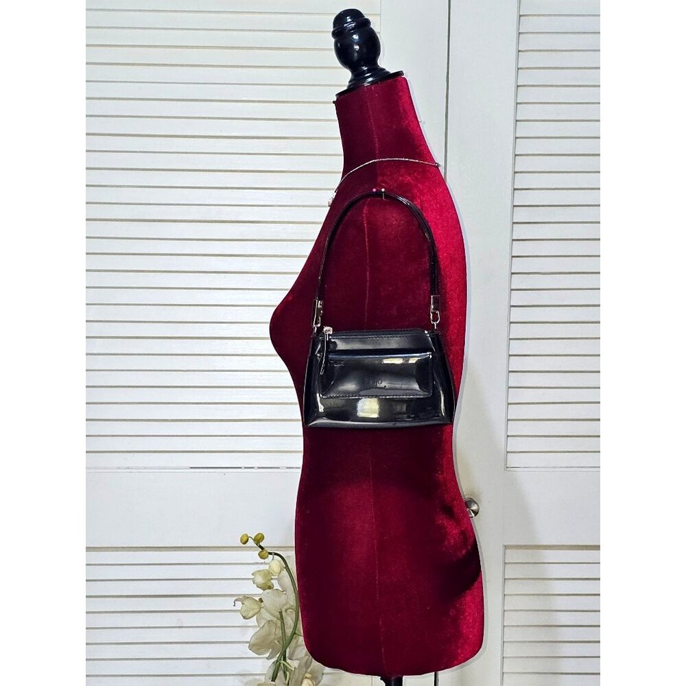 Beijo Women's Black Patent Leather With Shoulder Strap Mini Bag 2729